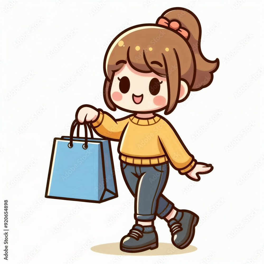 Cute cartoon buyer on white background. AI 