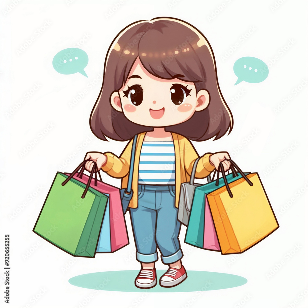 Cute cartoon buyer on white background. AI Cute cartoon buyer on white background. AI