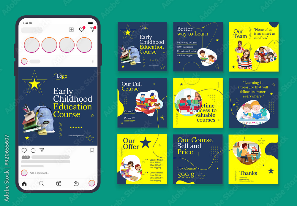 Learn Education Course Media Post Layout Stock Template | Adobe Stock