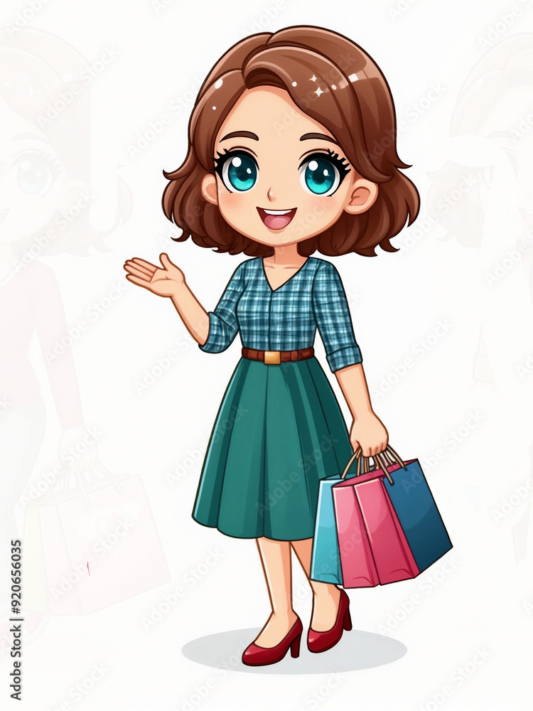 Cute cartoon buyer on white background. AI Cute cartoon buyer on white background. AI