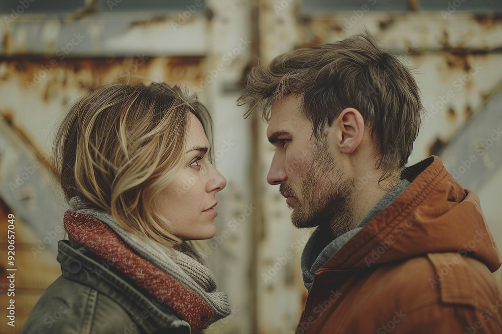 Created with generative AI technology image of two people young couple opposites Created with generative AI technology image of two people young couple opposites