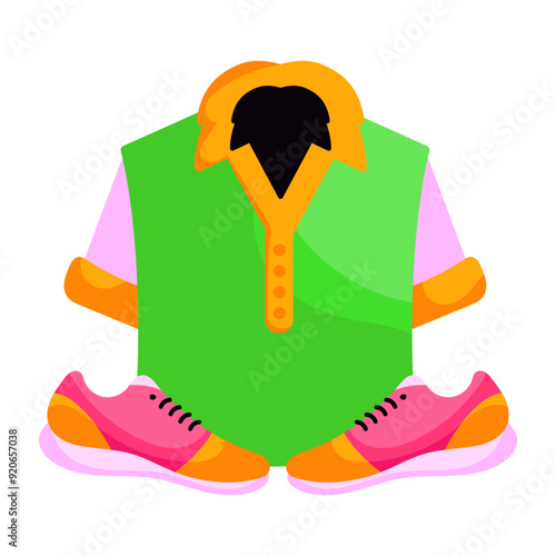 A colored design sticker of wearable accessories 

