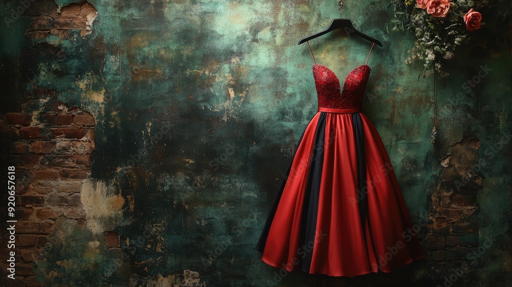 Elegant evening dress on hanger Elegant evening dress on hanger