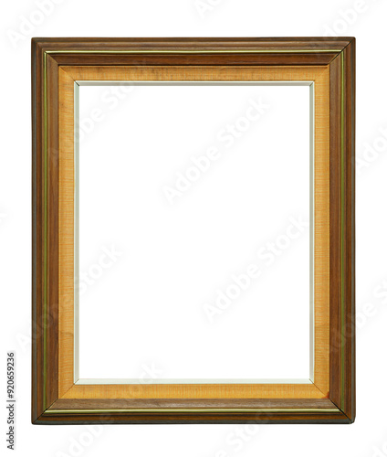 Wooden decadent frame on white background