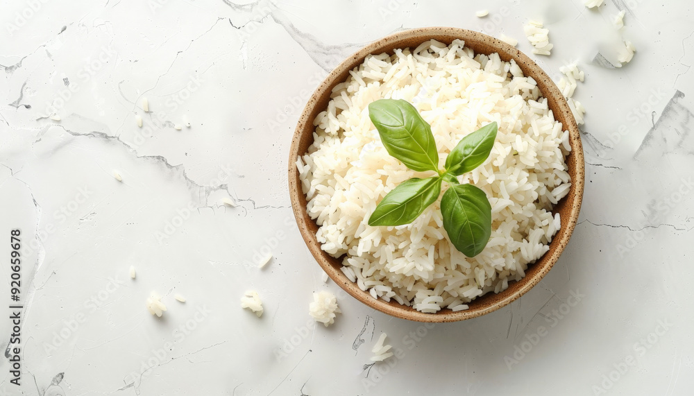Delicious Bowl of Rice on White Table Delicious Bowl of Rice on White Table