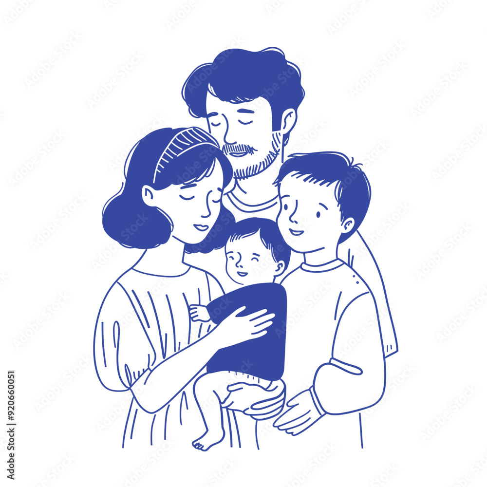 Hand-drawn illustration of a family with a newborn, featuring loving expressions and simple lines.
Hand-drawn illustration of a family with a newborn, featuring loving expressions and simple lines.