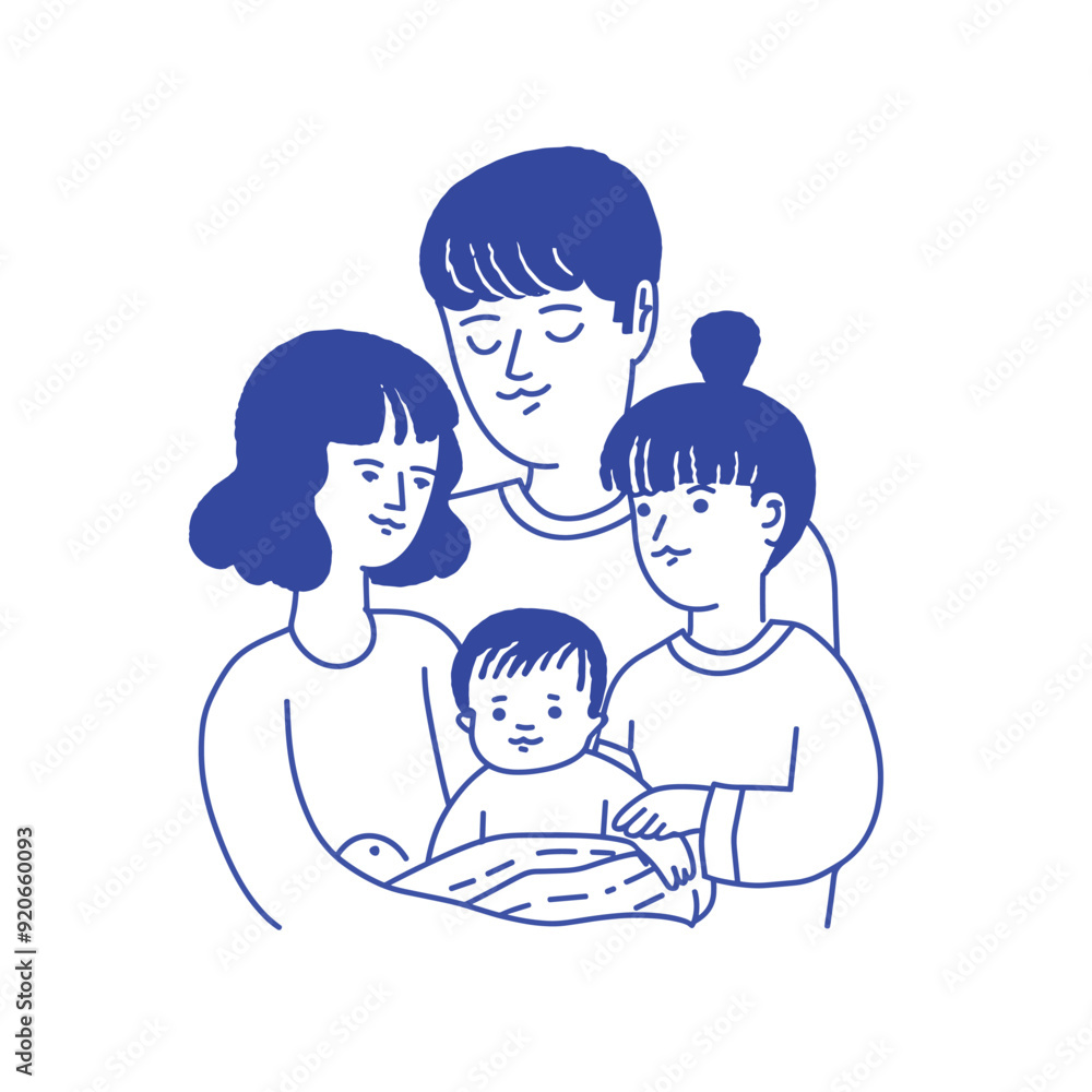Hand-drawn illustration of a family with a newborn, featuring loving expressions and simple lines.
Hand-drawn illustration of a family with a newborn, featuring loving expressions and simple lines.
