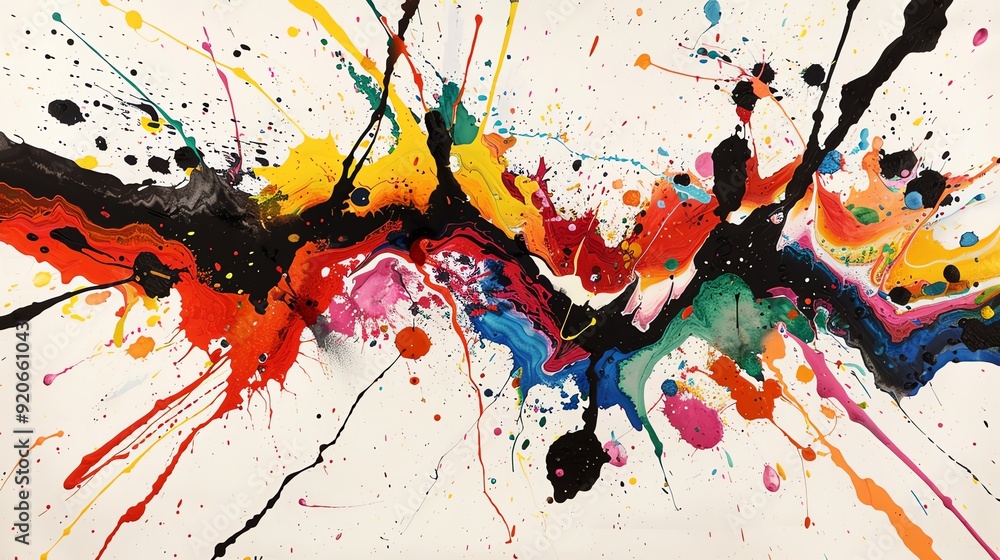 Abstract splatter painting with colorful paints. Abstract splatter painting with colorful paints.