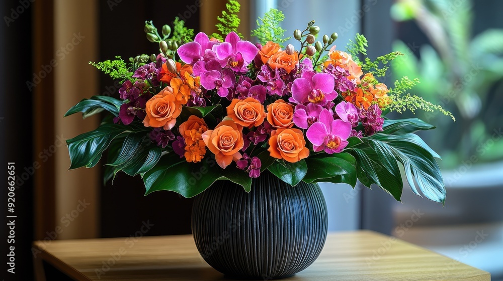 custom made wallpaper toronto digitalExotic orchids and greenery in a tall vase