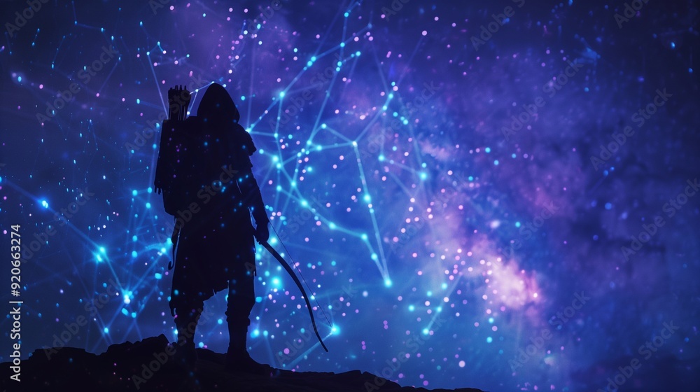 Naklejka premium Sagittarius zodiac sign. Astrological forecast.