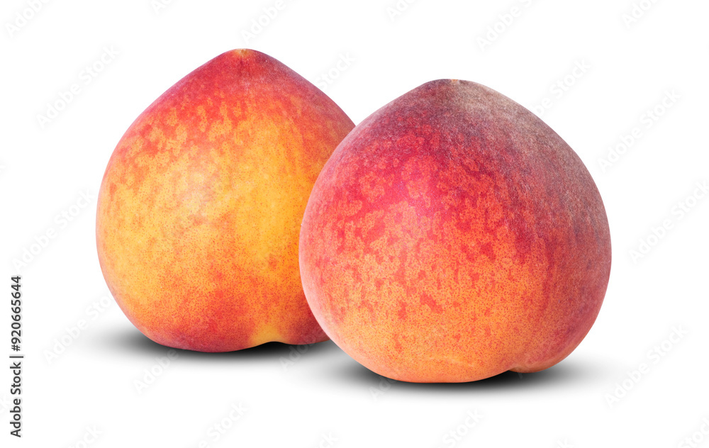 Peaches isolated on white background. three peaches. Peach macro studio photo. Full depth of field with clipping path Peaches isolated on white background. three peaches. Peach macro studio photo. Full depth of field with clipping path