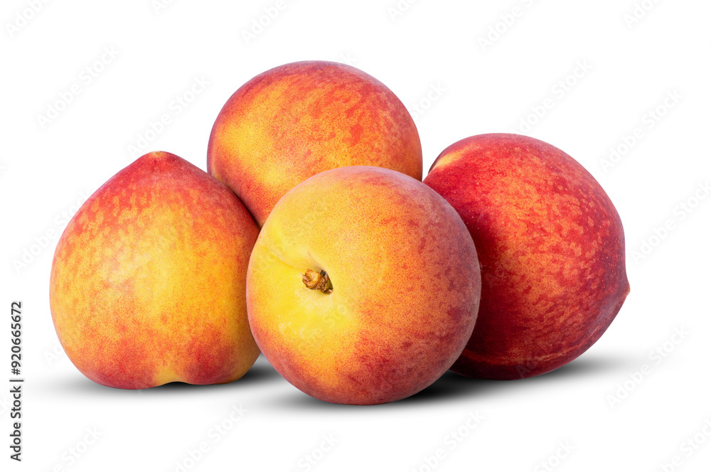 Peaches isolated on white background. Peach macro studio photo. Full depth of field with clipping path Peaches isolated on white background. Peach macro studio photo. Full depth of field with clipping path