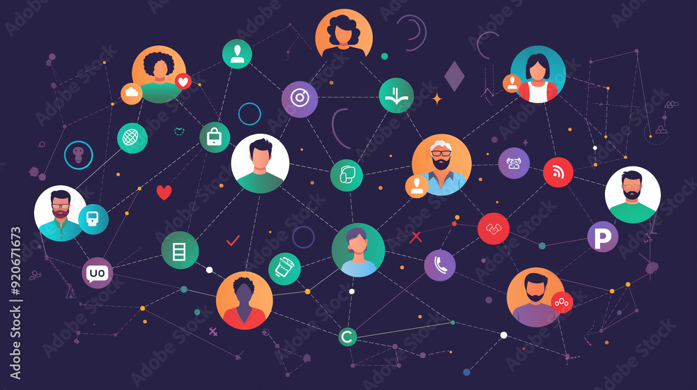 Naklejka premium Social Network Connection and Communication ..