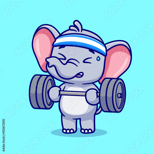 Cute Elephant Lifting Barbell Cartoon Vector Icon Illustration.
Animal Sport Icon Concept Isolated Premium Vector. Flat
Cartoon Style