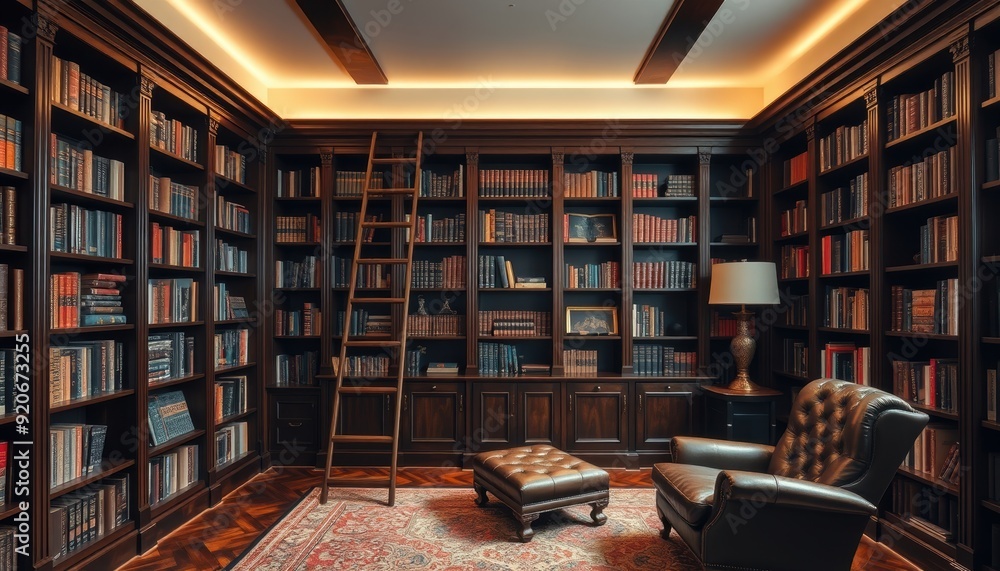 Cozy Reading Nook With Bookshelves and Armchair. Cozy Reading Nook With Bookshelves and Armchair.