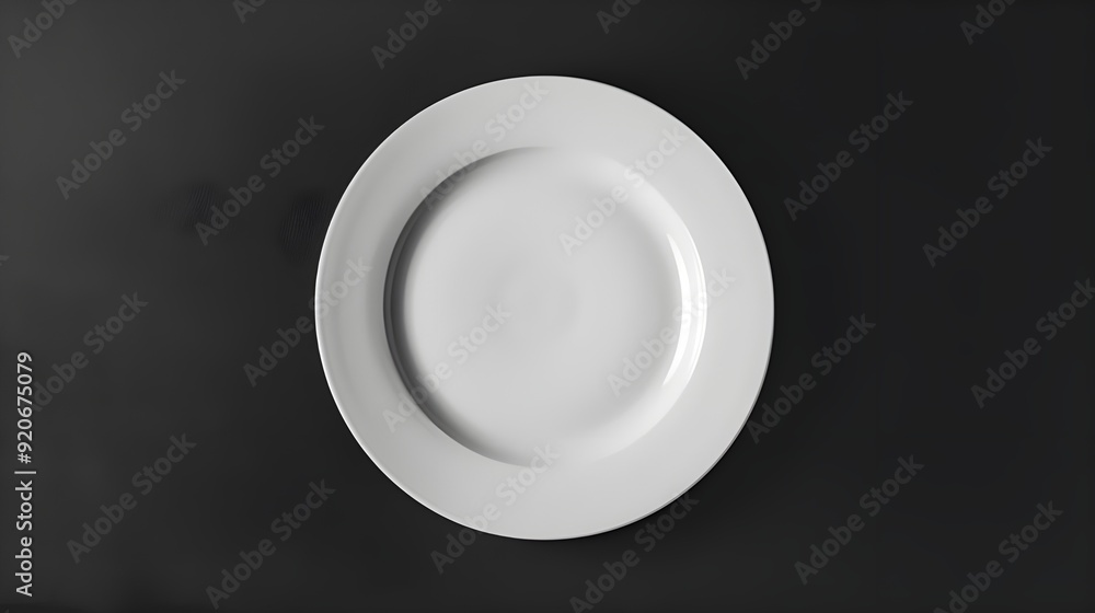 empty white plate on black background empty white plate on black background