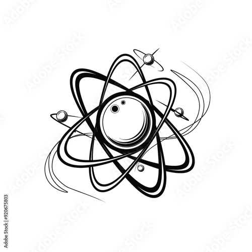 Minimalist vector illustration of an atom symbol