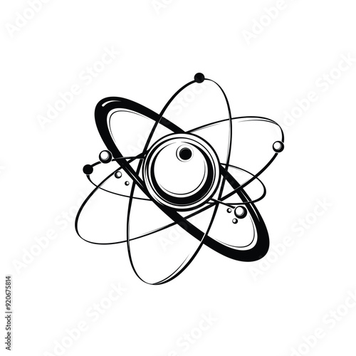 Minimalist vector illustration of an atom symbol