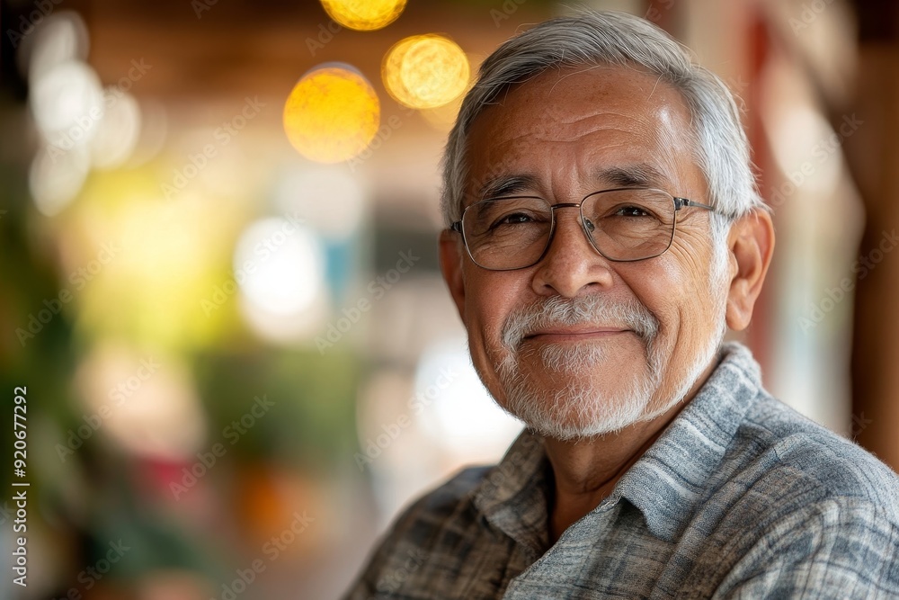 Portrait of happy senior man at retirement community looking at camera, Generative AI Portrait of happy senior man at retirement community looking at camera, Generative AI