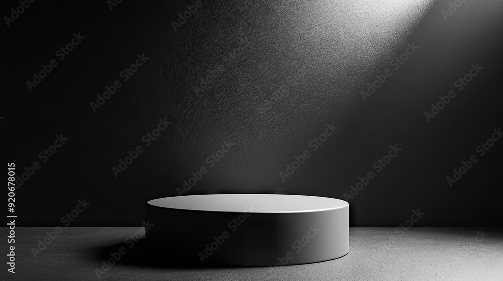 Monochrome studio background with an empty pedestal, ideal for showcasing products in a sleek, professional environment. Monochrome studio background with an empty pedestal, ideal for showcasing products in a sleek, professional environment.