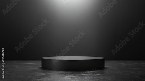Monochrome studio background with an empty pedestal, ideal for showcasing products in a sleek, professional environment.
