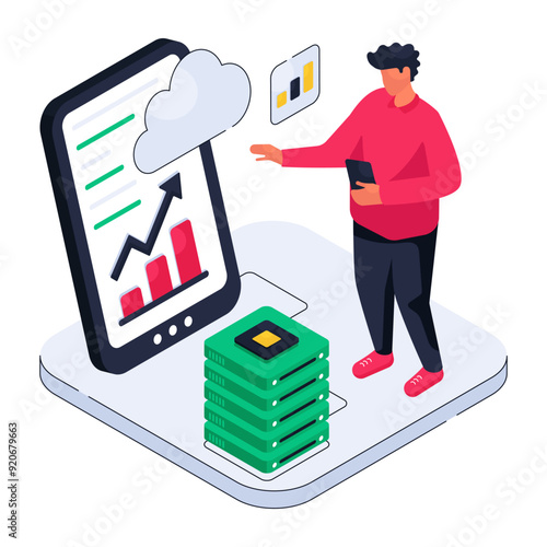 Premium design illustration of mobile data analytics 

