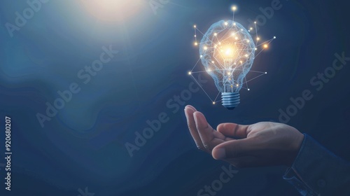 Light Bulb in Hand, Innovation and Inspiration Concept