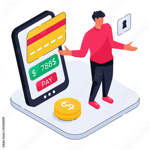 Modern design illustration of mobile card payment

