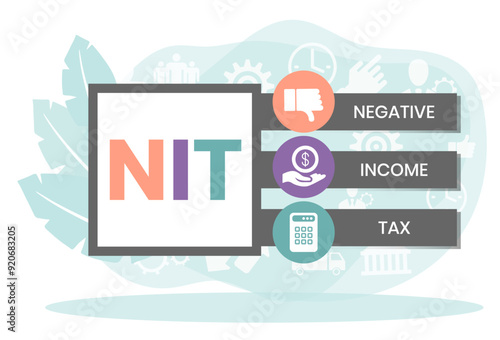 Vector website design template . NIT - Negative Income Tax acronym. business concept. illustration for website banner, marketing materials, business presentation, online advertising.