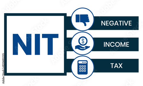 Vector website design template . NIT - Negative Income Tax acronym. business concept. illustration for website banner, marketing materials, business presentation, online advertising.