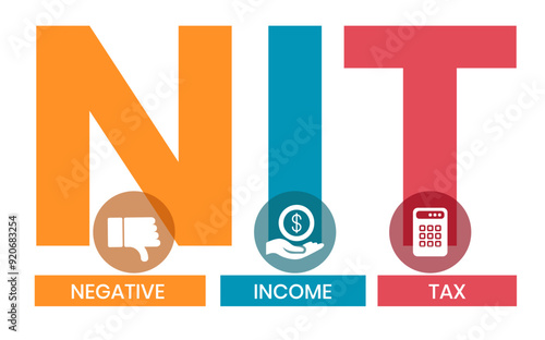Vector website design template . NIT - Negative Income Tax acronym. business concept. illustration for website banner, marketing materials, business presentation, online advertising.