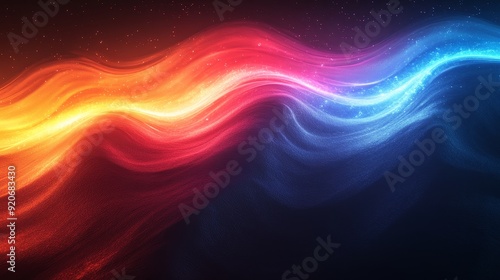 A colorful wave of light with red, orange, blue, and purple colors