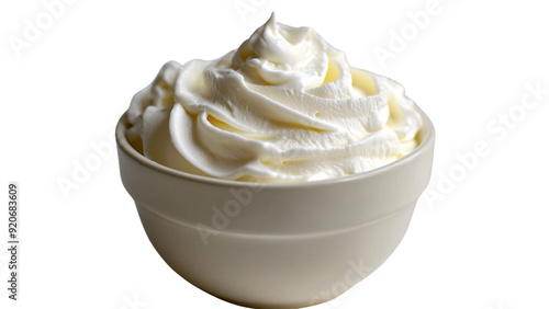 A small bowl of heavy cream, Isolated on transparent background