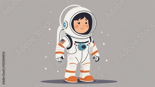 simple illustration of cute astronaut cartoon