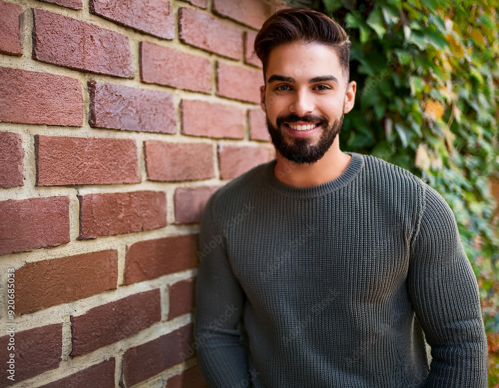 Happy Man Smiling in an Outdoor Autumn Setting Headshot Portrait Happy Man Smiling in an Outdoor Autumn Setting Headshot Portrait