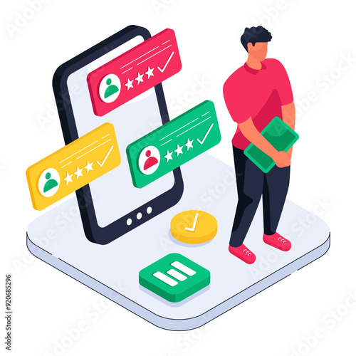 Modern design illustration of mobile ratings 

