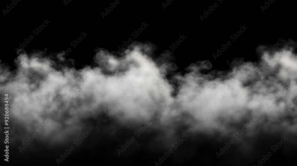 White Smoke Clouds on Black Background White Smoke Clouds on Black Background