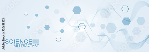 Modern health care abstract background with lines, dots and hexagons. Medical innovation banner template concept. Vector illustration.