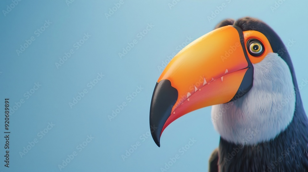 Toucan on soft blue background Toucan on soft blue background