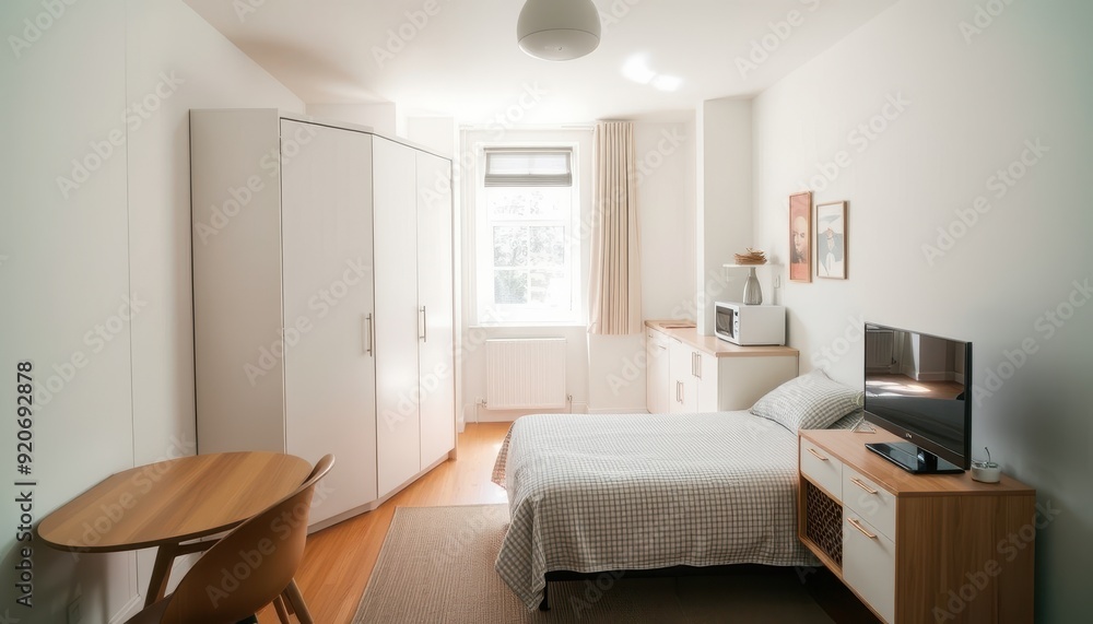 Fototapeta premium Minimalist Studio Apartment Interior Design.