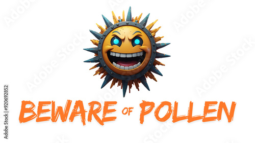 BEWARE OF POLLEN ALLERGEN WARNING LABEL SIGN AI GENERATED