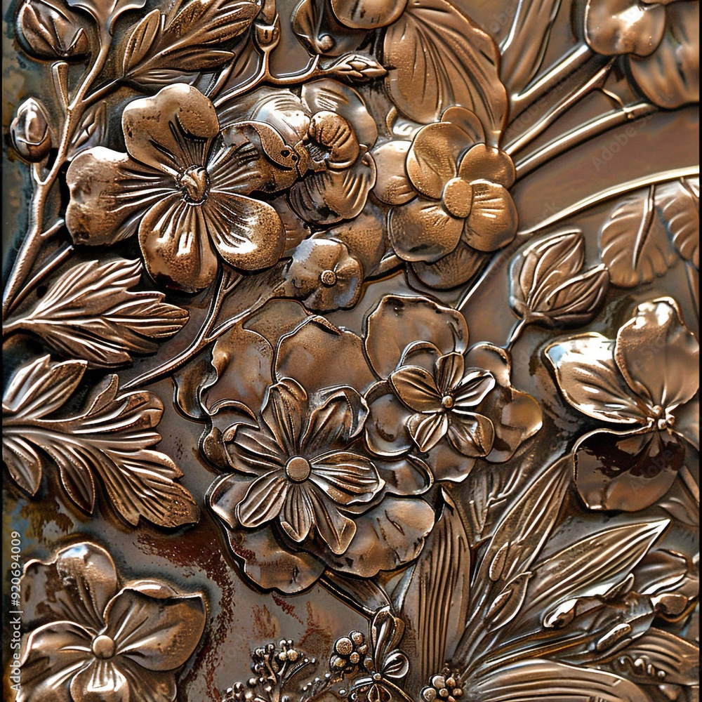 Floral Silver Metal Plate Background Floral Silver Metal Plate Background