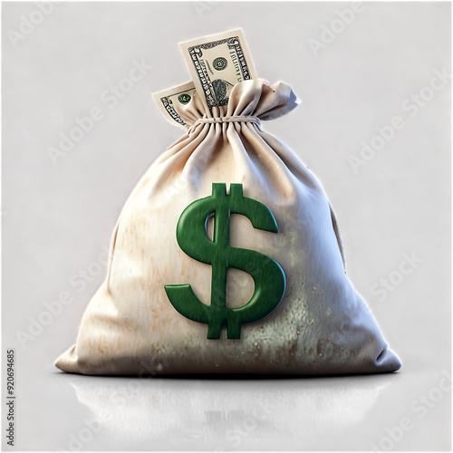 3d Money Bag with dollar sign photo