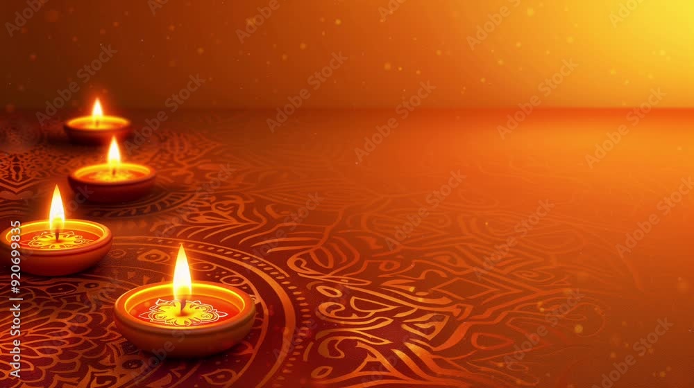 Diyas illuminate the space, creating a warm and festive atmosphere for Diwali celebrations, copy space Diyas illuminate the space, creating a warm and festive atmosphere for Diwali celebrations, copy space