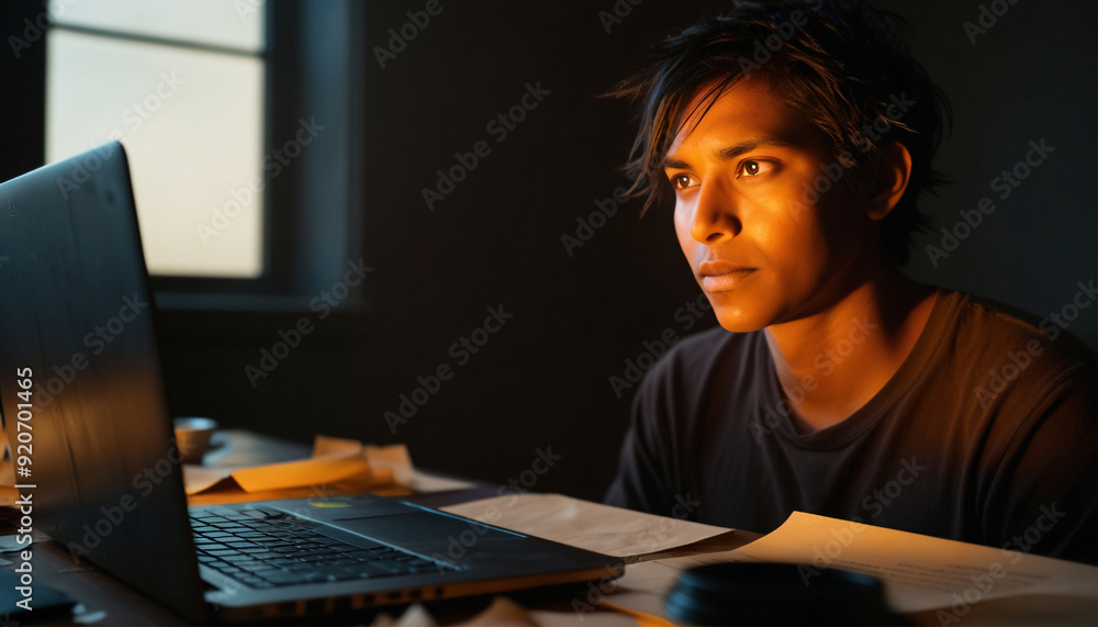 someone who is working on a laptop, which produces AI someone who is working on a laptop, which produces AI