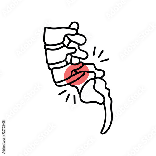 Displacement of the vertebra color line icon. Diseases of the spine