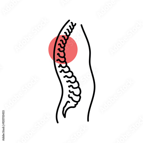 Photography Kyphosis color line icon. Diseases of the spine
