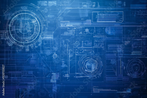 Illustration of engineering blueprint background.