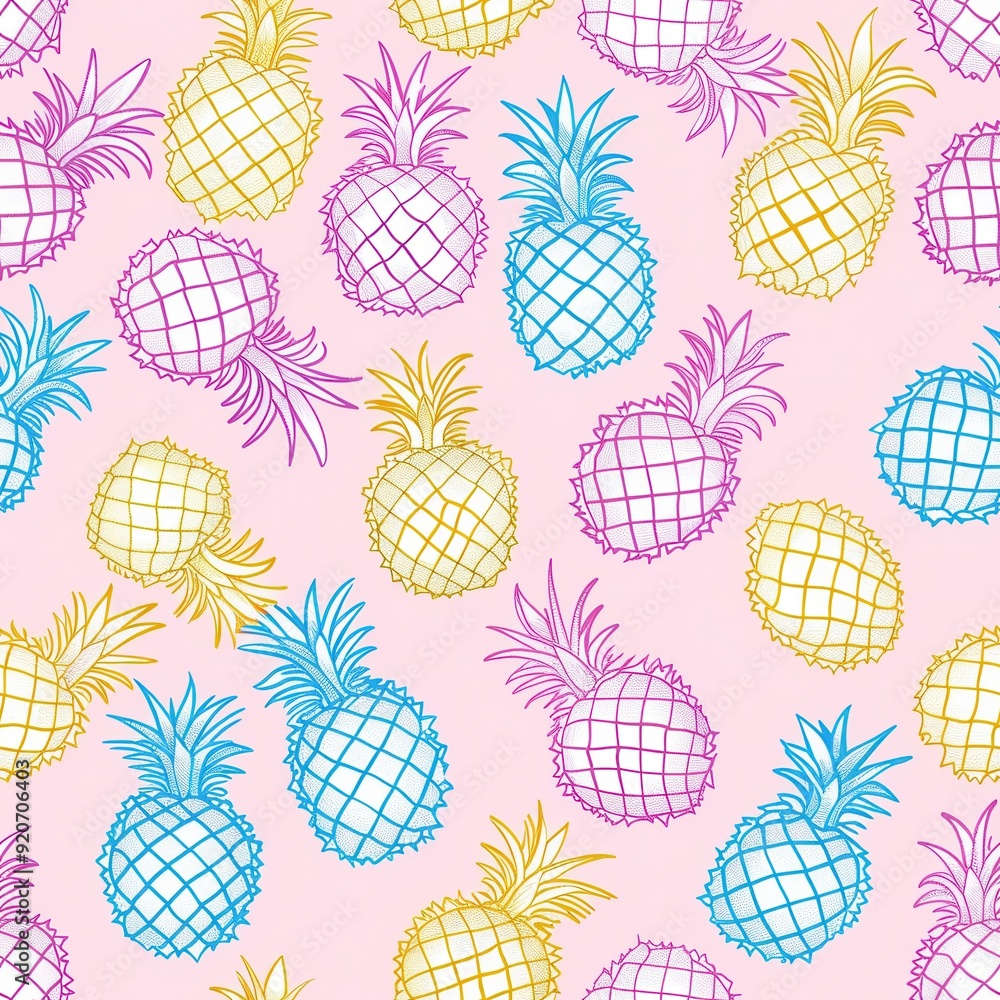 Seamless repetitive pattern of pine apple fruit for fabric. Seamless repetitive pattern of pine apple fruit for fabric.
