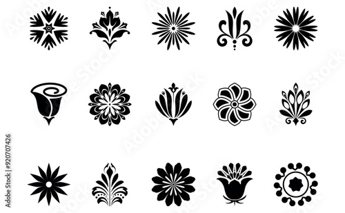 Flowers icon set. Flowers isolated on transparent background. Flowers in modern simple. Cute round flower plant nature collection. Vector illustrator